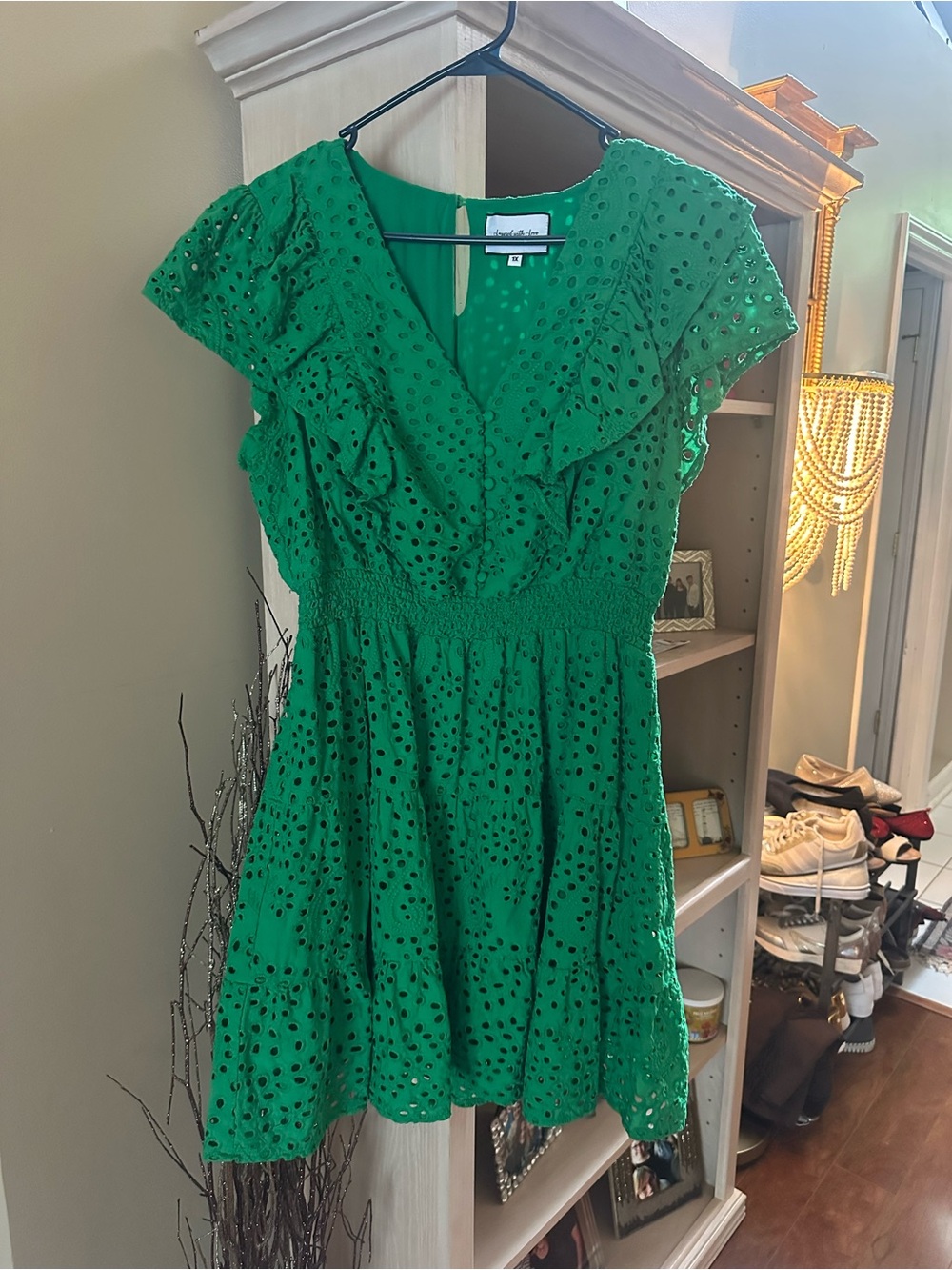 Green eyelet dress 1X